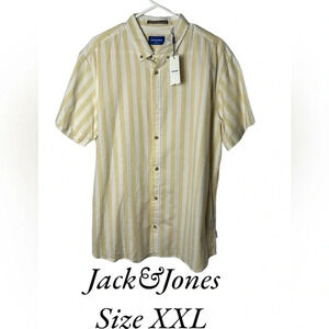 Jack & Jones striped short sleeved button down shirt .NWT surf up ,ride the wave